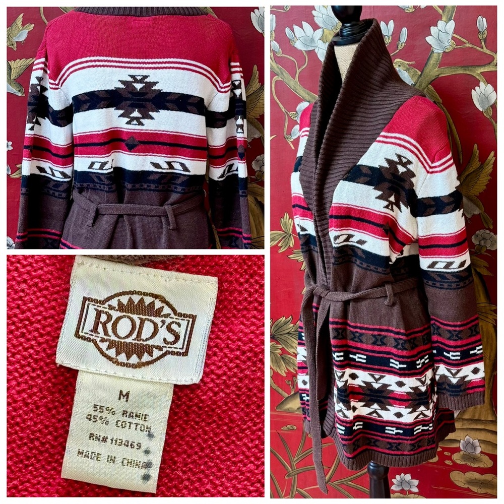 Women’s “ROD’S” Western Open Front Sweater Cardigan | #V21
